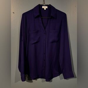 Express Deep Purple Button-Down Blouse